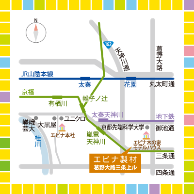 エビナ製材の木の家モデルハウス地図